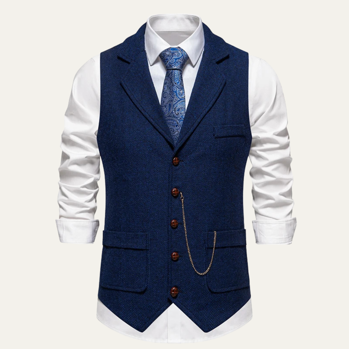 Men's Tweed Waistcoat With Pocket Watch Chain