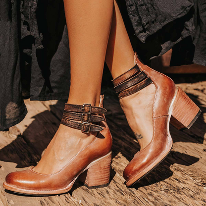 Women's Block Heels Buckle Strap Shoes