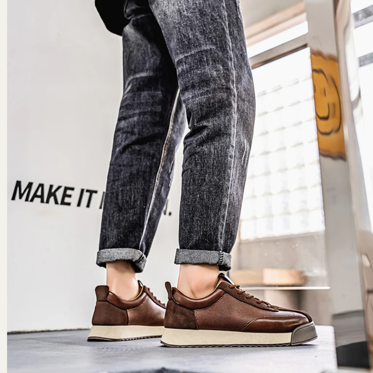 Men's Leather Casual Lace Up Shoes