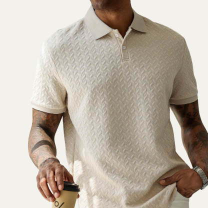 Men's Textured Polo Shirt Summer Casual