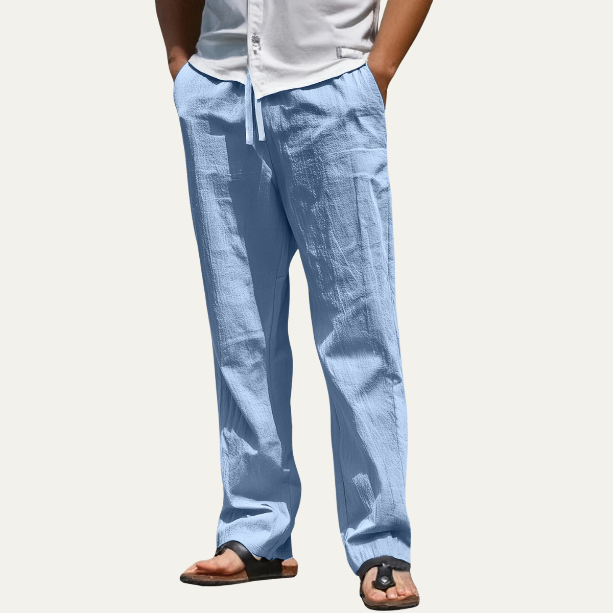 Men's Linen Tapered Pants Breathable Beige