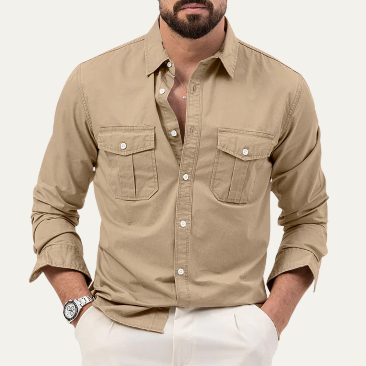 Men's Retro Button Up Shirt Solid