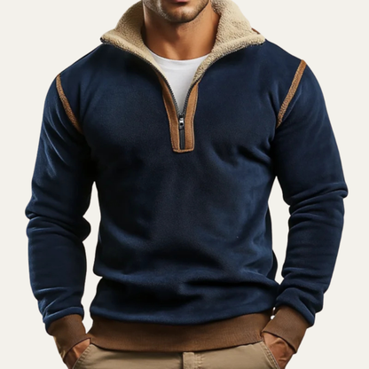 Men's Vintage Quarter Zip Sweater Sherpa Lined