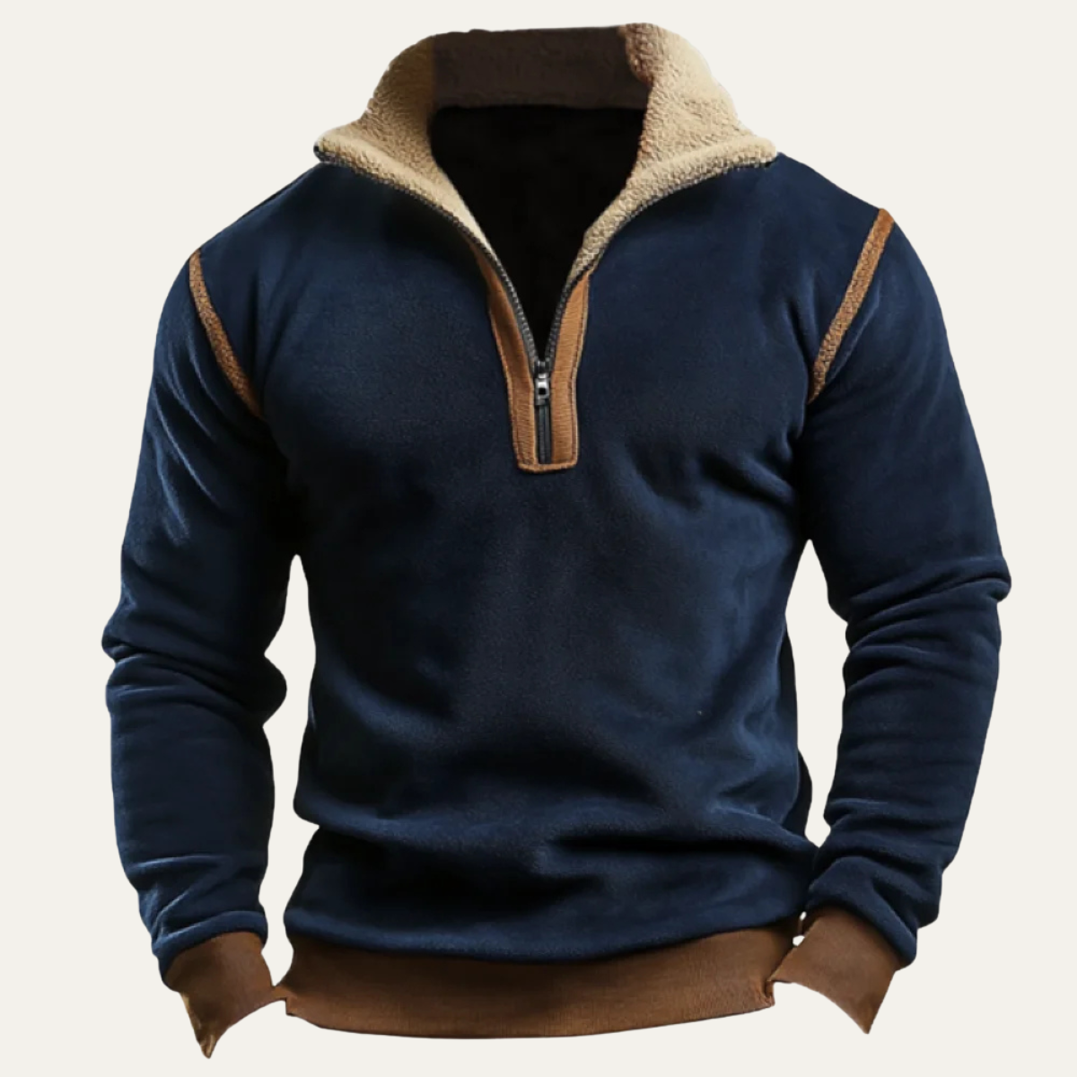 Men's Vintage Quarter Zip Sweater Sherpa Lined