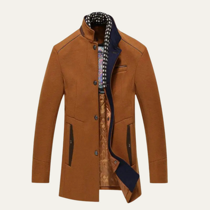 Men's Wool Trench Coat Stand Collar