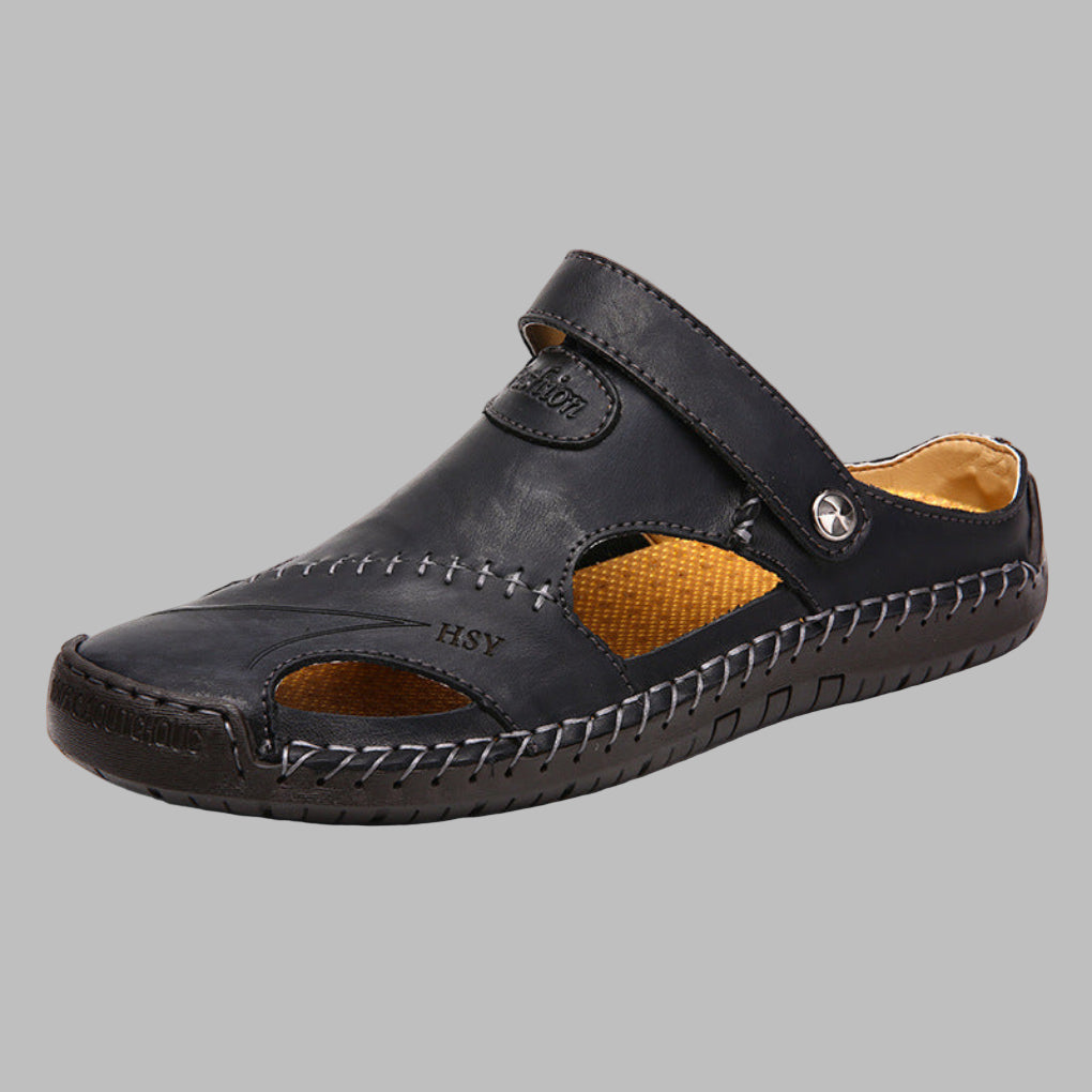 Men's Leather Sandals Comfortable Brown - Vonnera