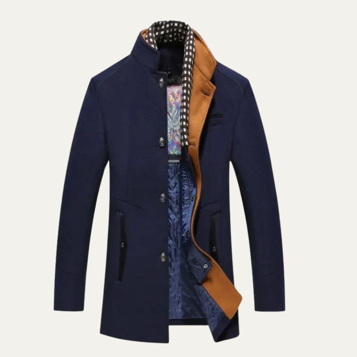Men's Wool Trench Coat Stand Collar - Vonnera