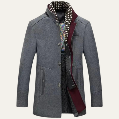Men's Wool Trench Coat Stand Collar