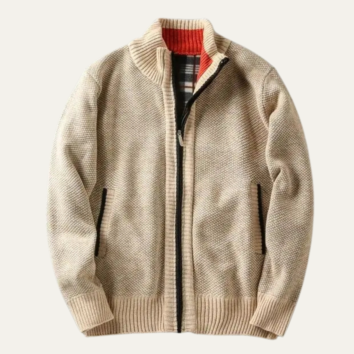 Men's Chunky Knit Zip Jacket - Vonnera