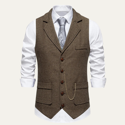 Men's Tweed Waistcoat With Pocket Watch Chain