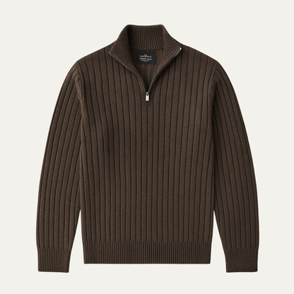 Men's Cotton Half Zip Sweater Ribbed Knit - Vonnera
