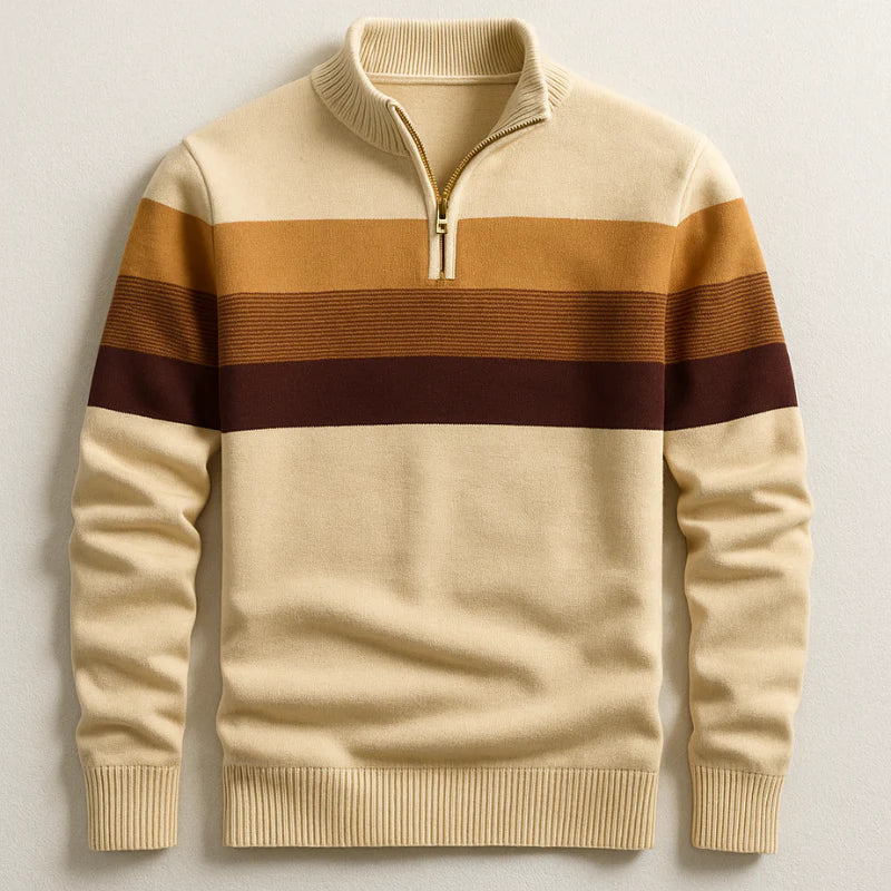 Men's Striped Zip Neck Sweater
