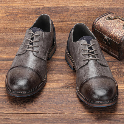 Monferrato Men's Leather Oxford Shoes Lace Up Brown