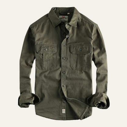 Men's Utility Shirt Jacket Vintage Washed Cotton