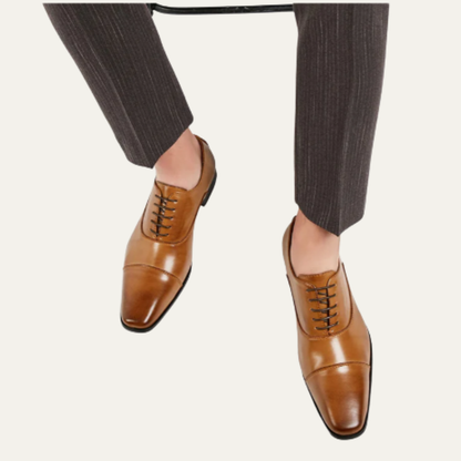 Men's Leather Dress Shoes Polished Lace Up Black
