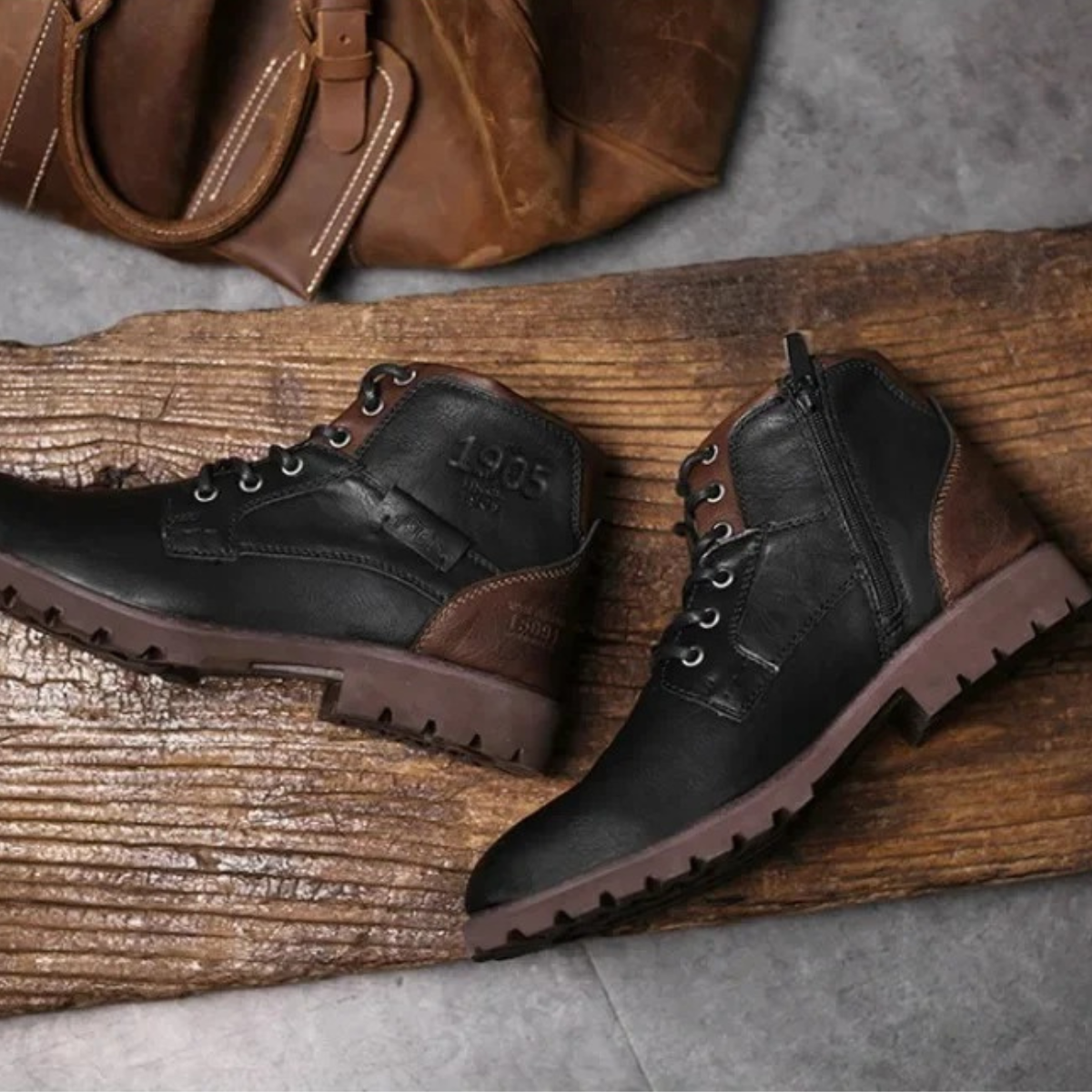 Stanhope Men's Ankle Biker Boots Durable Leather