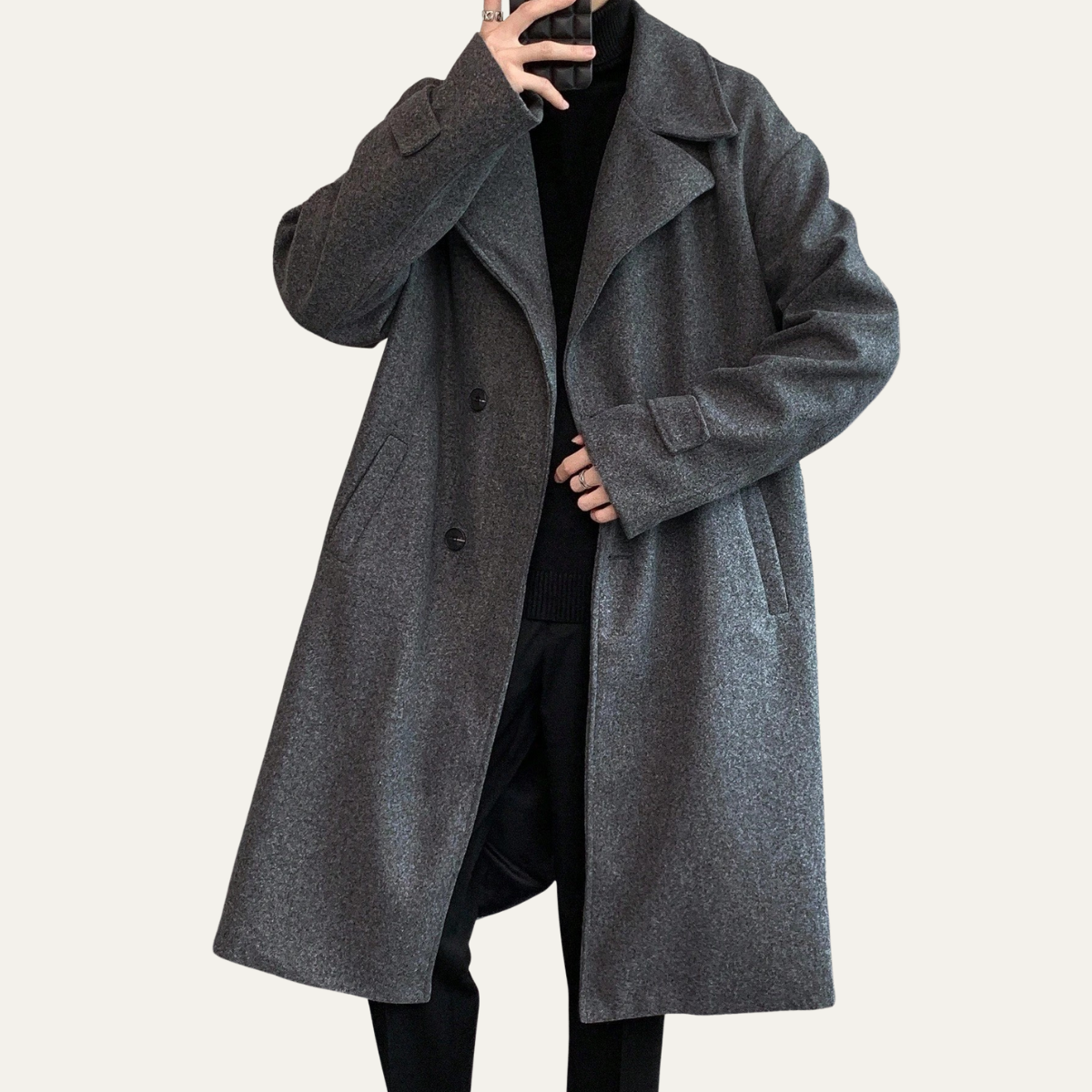 Men's Wool Wrap Coat Camel Color With Belt