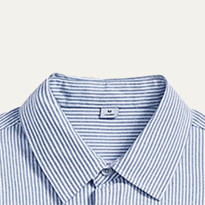 Men's Striped Classic Collar Shirt with Pocket