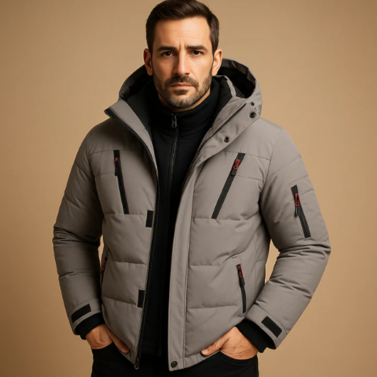 Men's Waterproof Puffer Jacket With Hood