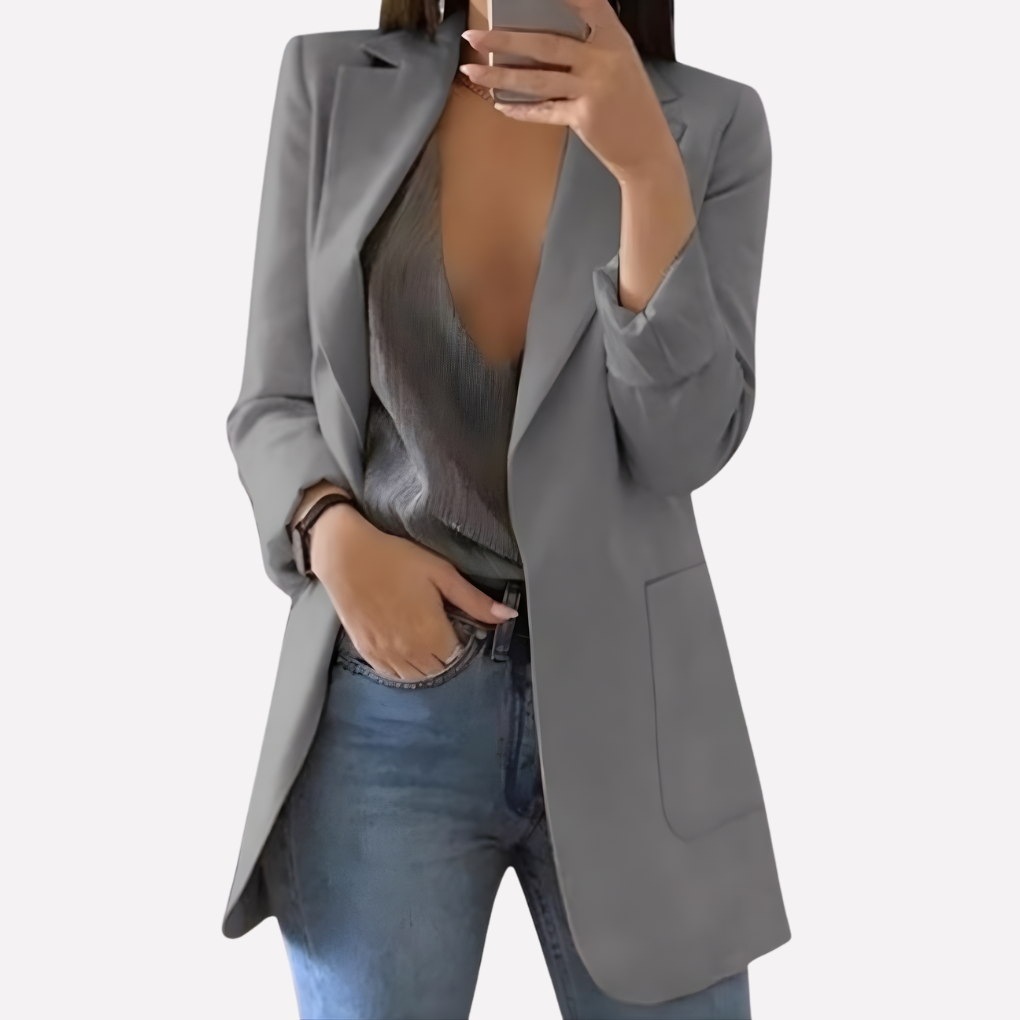 Women's Front Pocket Blazer Structured Wool Everyday Layer