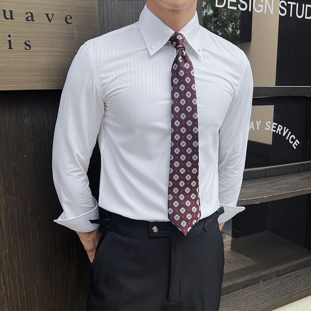 Men's Striped Button Up Shirt Casual Cotton