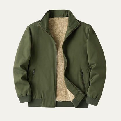 Men's Fleece Lined Windbreaker Jacket Lightweight Multi Pocket