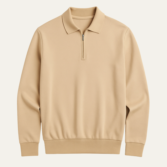 Men's Quarter Zip Knit Polo Sweater - Vonnera