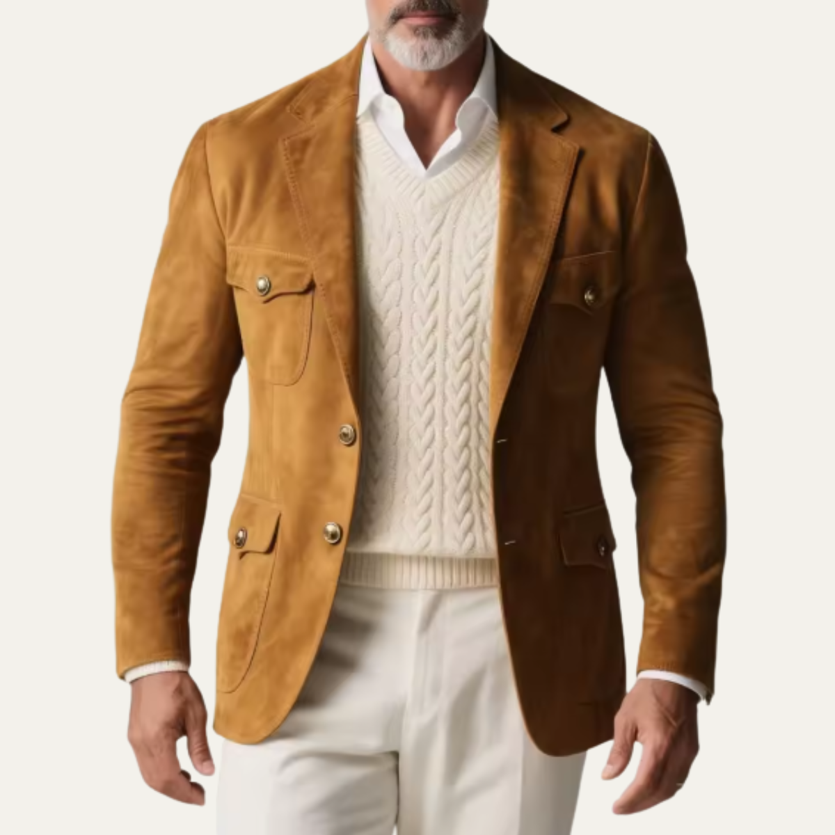 Men's Suede Retro Jacket With Pockets