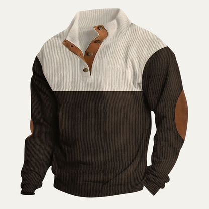 Men's Corduroy Sweater Suede Elbow Patches