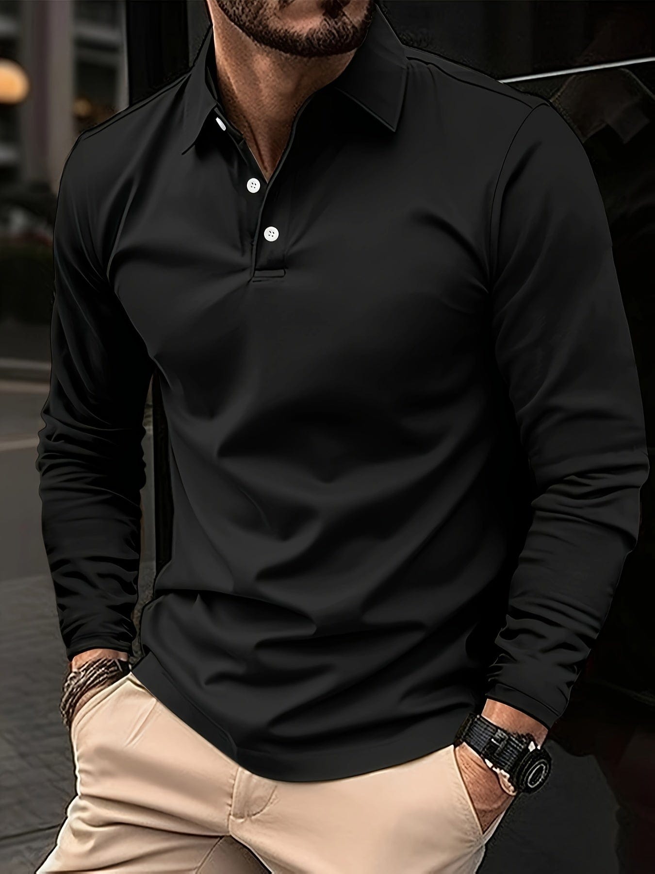 Men's Polo Shirt Long-Sleeve Cotton - Vonnera