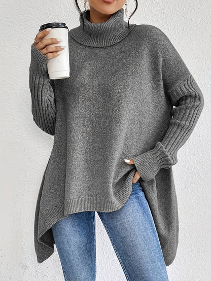 Women's Folded Turtleneck Sweater Loose Fit