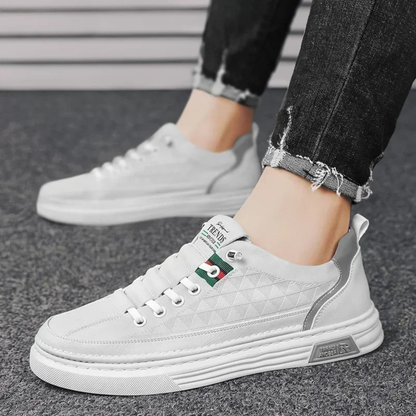 Men's Leather Look Sneakers Lightweight Lace Up