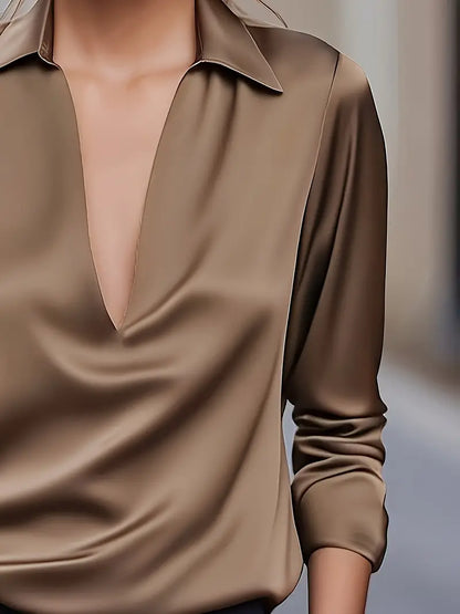Women's V-Neck Satin Blouse