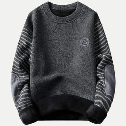 Men's Patchwork Crew Neck Knit Sweater