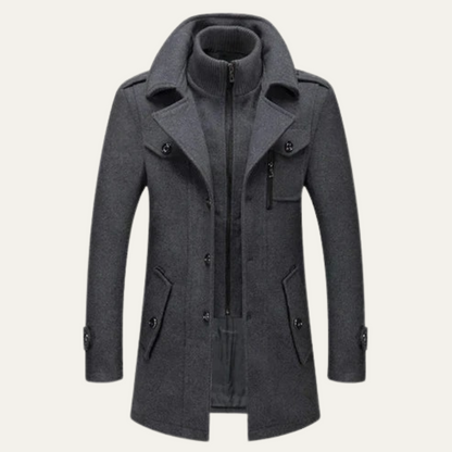 Men's Wool Blend Double Layer Coat - Vonnera