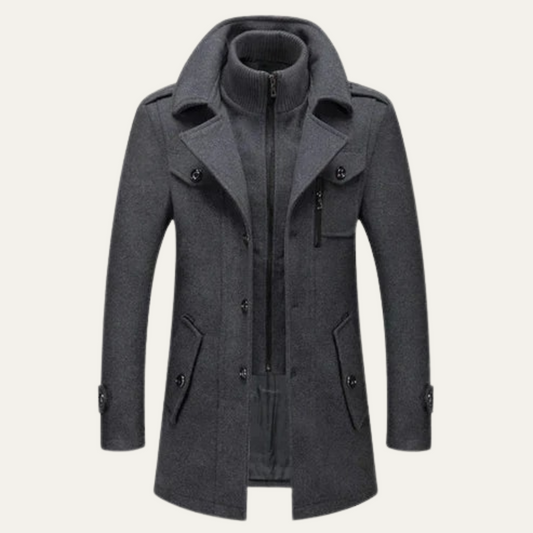 Men's Wool Blend Double Layer Coat - Vonnera