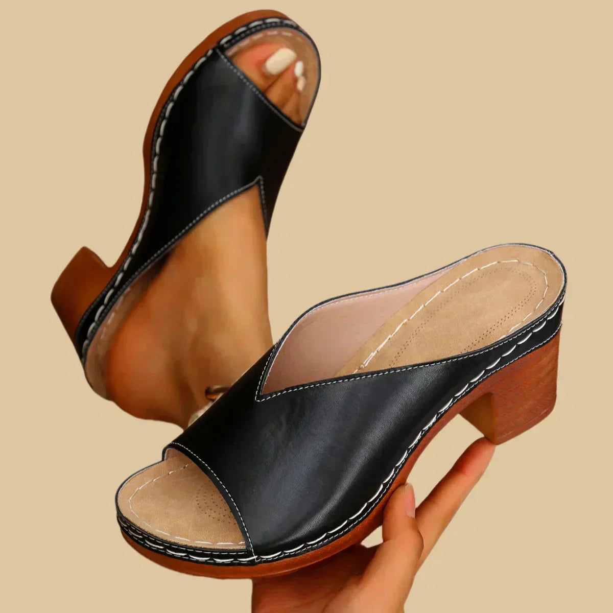 Women's Mule Sandals Stitched Sole