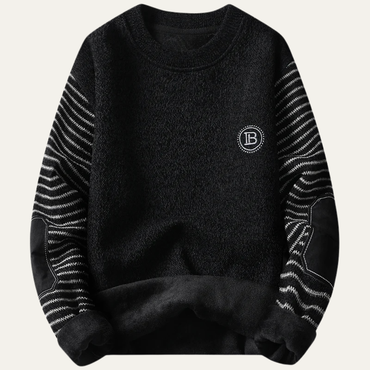 Men's Patchwork Crew Neck Knit Sweater