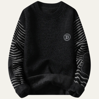 Men's Patchwork Crew Neck Knit Sweater