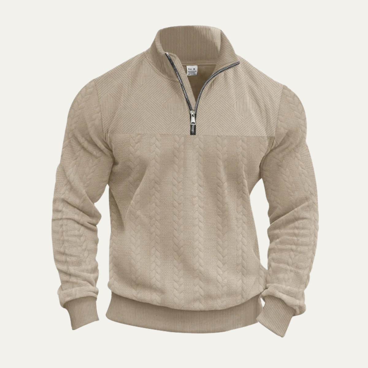 Men's Half Zip Knit Sweater Warm Jacquard Pattern - Vonnera