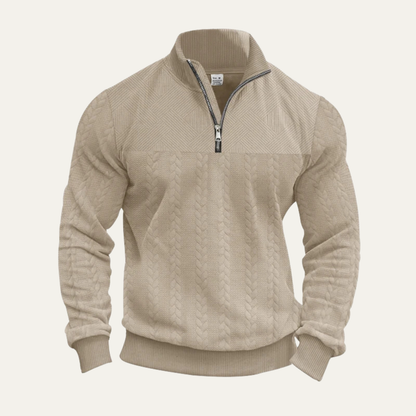Men's Half Zip Knit Sweater Warm Jacquard Pattern - Vonnera