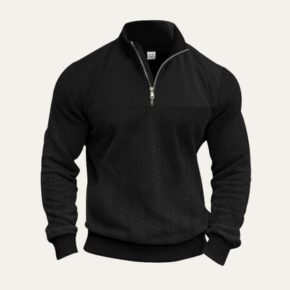 Men's Half Zip Knit Sweater Warm Jacquard Pattern