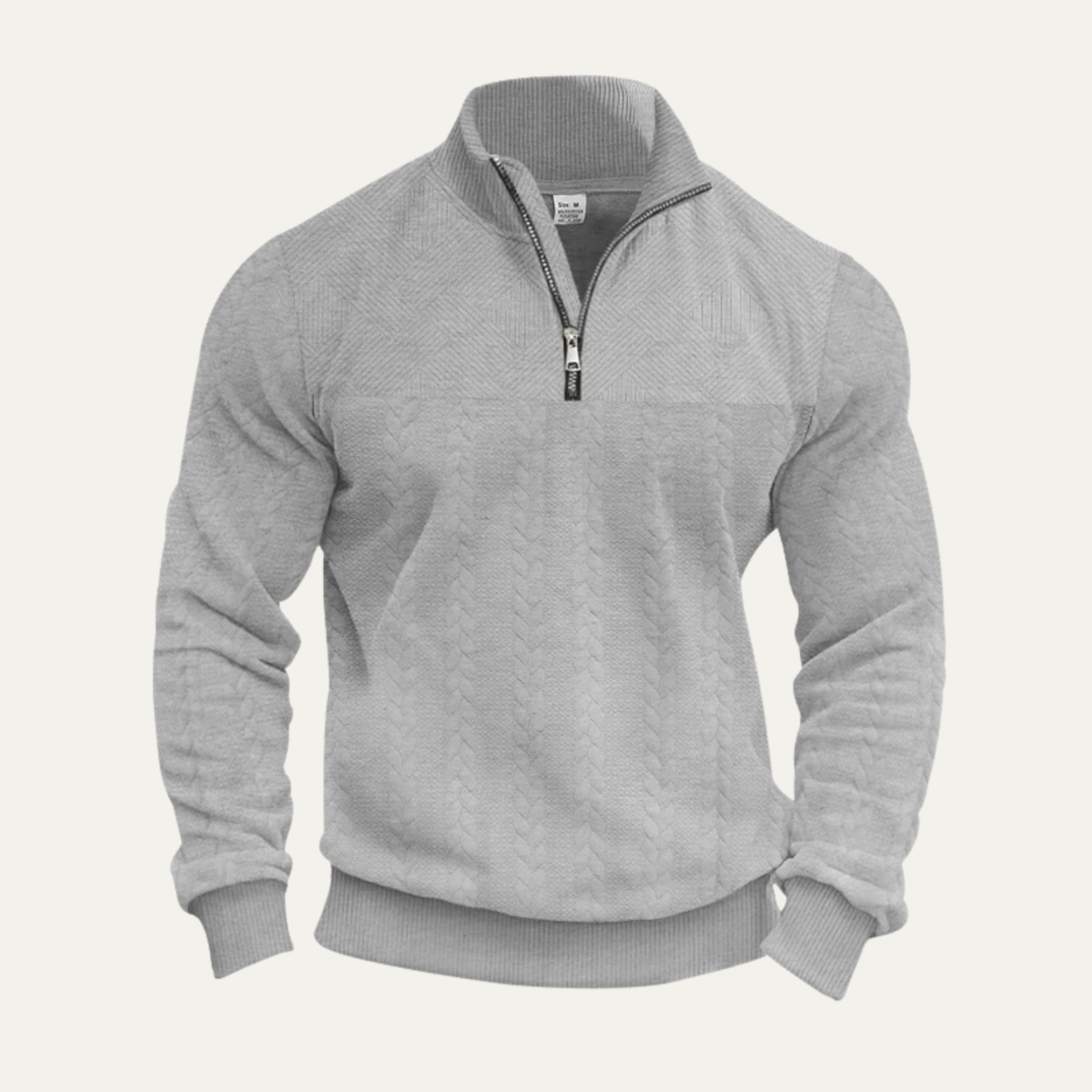 Men's Half Zip Knit Sweater Warm Jacquard Pattern