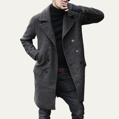 Men's Wool Double Breasted Long Winter Coat
