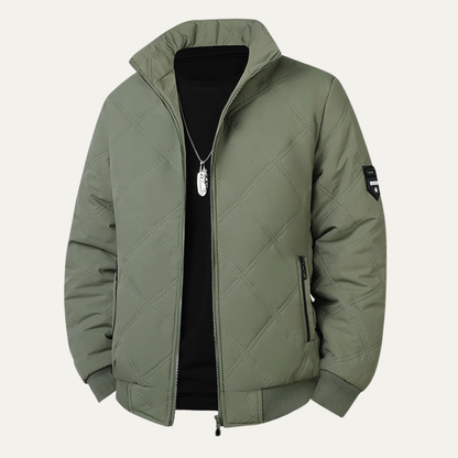 Men's Quilted Winter Jacket Stand Collar Casual