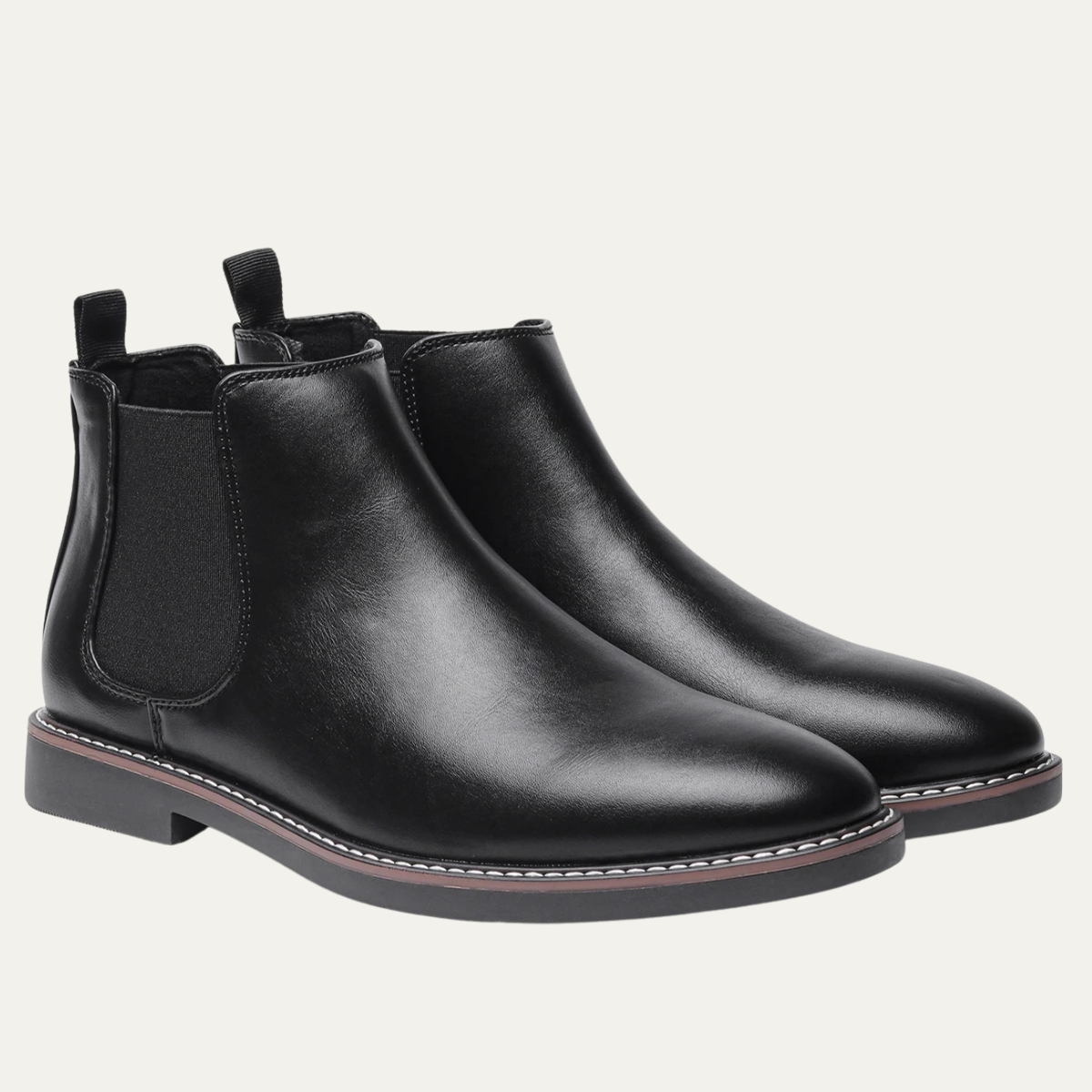 Men's Chelsea Boots Retro Slip On Ankle Leather Black