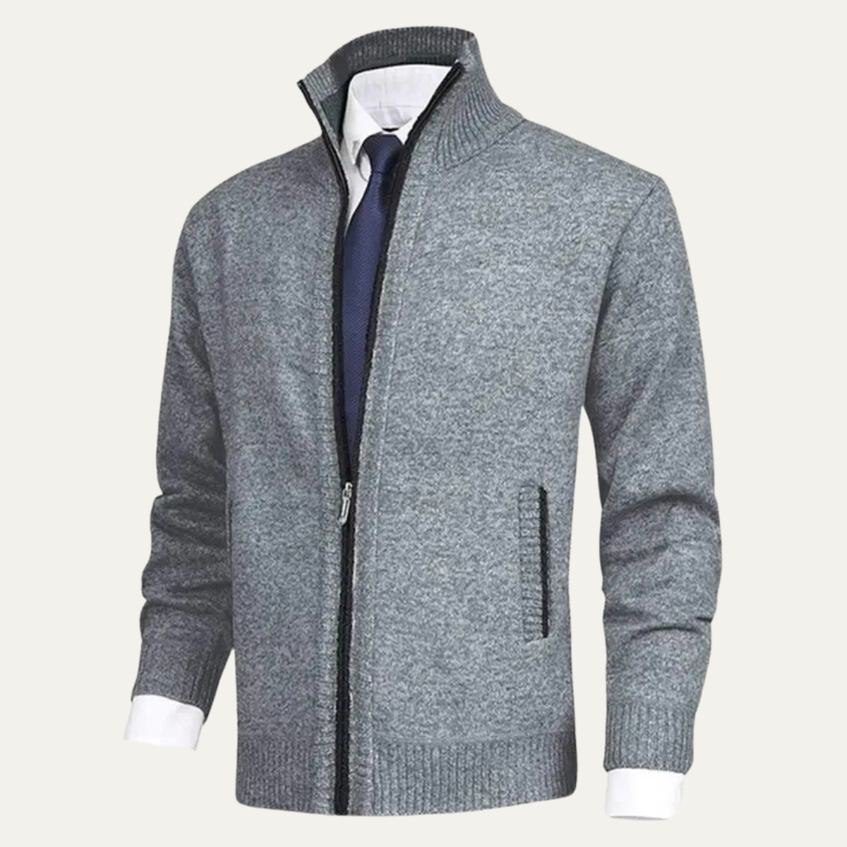 Men's Thick Knitted Fleece Full Zip Cardigan
