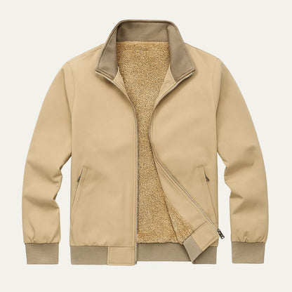 Men's Fleece Lined Windbreaker Jacket Lightweight Multi Pocket