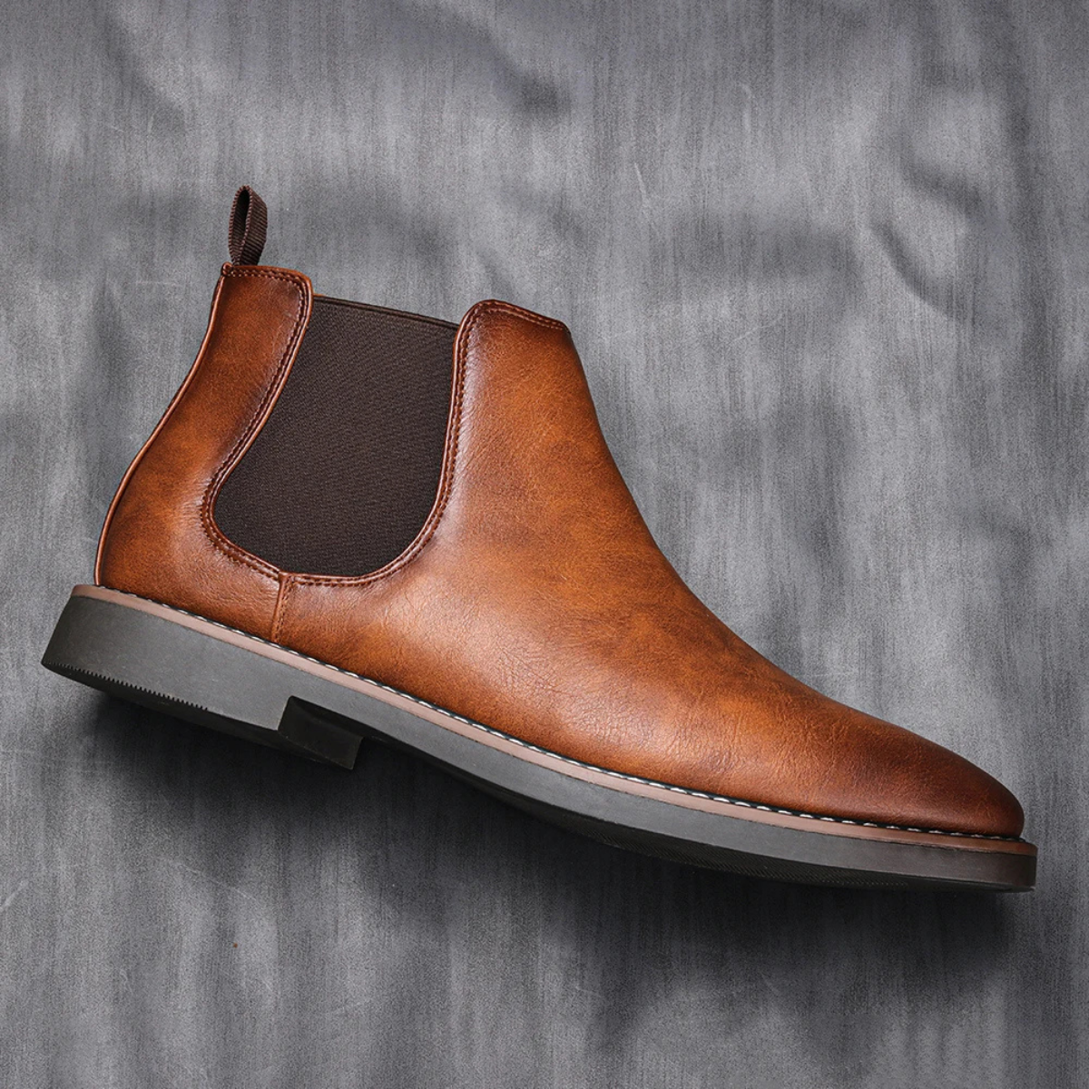 Men's Chelsea Boots Retro Slip On Ankle Leather Black