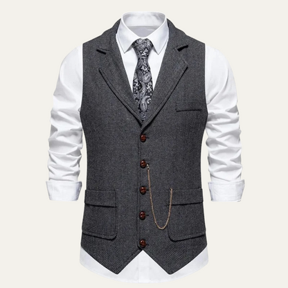Men's Tweed Waistcoat Classic Brown
